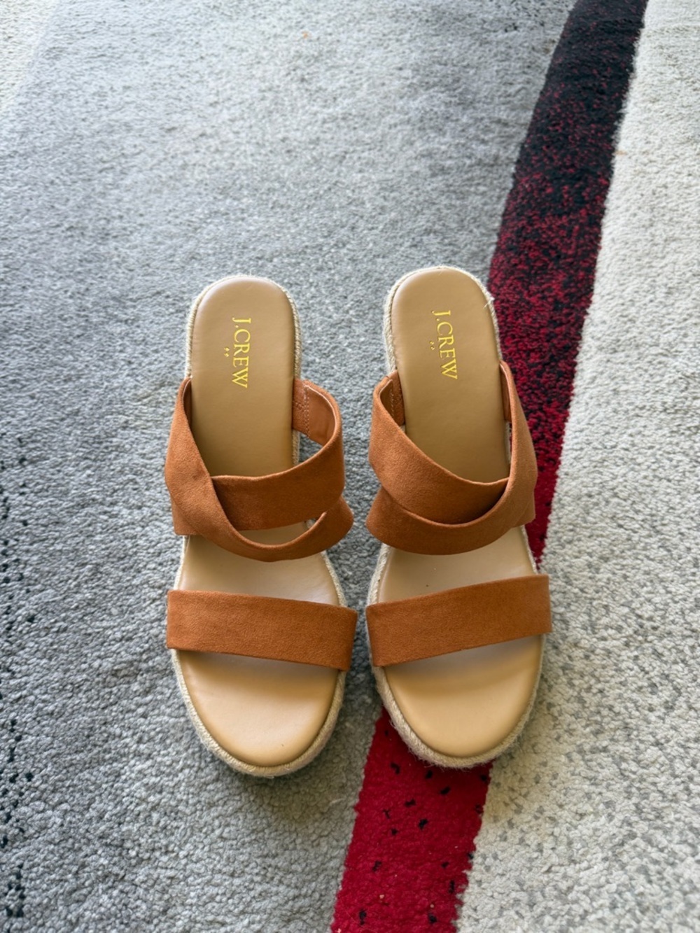 J.Crew Factory Tan Suede Leather Espadrille Sandals